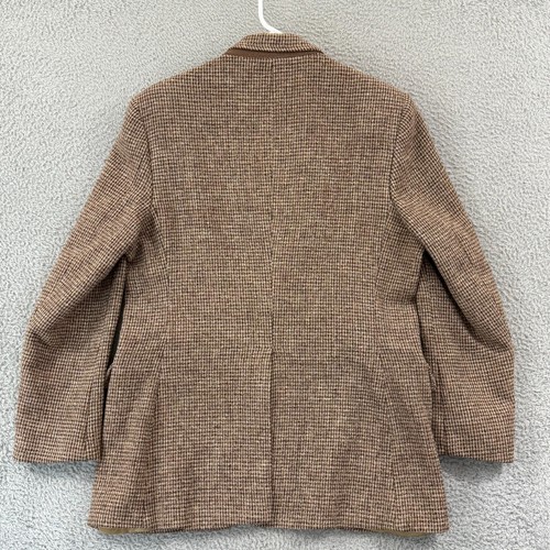 Vintage Yves Saint Laurent Blazer Men 42 Brown Houndstooth Wool 90s Tweed Jacket - Picture 7 of 15