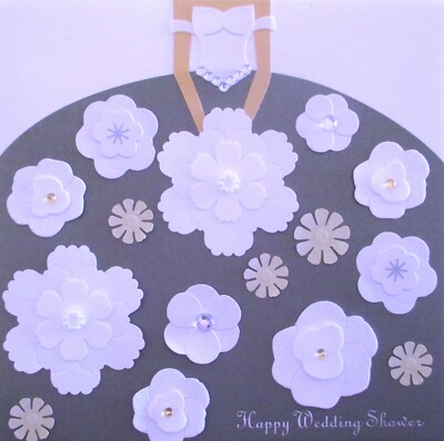 Papyrus 3D Gemmed Floral Bride Dress Bridal Happy Wedding Shower Greeting Card