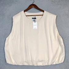 Skies Are Blue There She Goes Top Women's 3X Oatmeal Curvy Cropped Oversized NWT