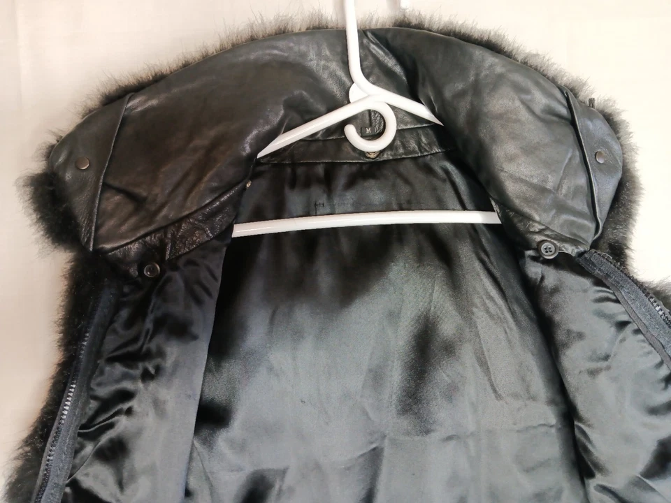 Andrew Marc Womens Fur Zip Vest New Zealand Opposum Leather Collar Mob Wife - Image 2 of 4