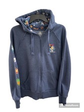Walt Disney World Mickey Mouse 3 Parks Kids Full Zip Up Blue Hooded Sweatshirt L