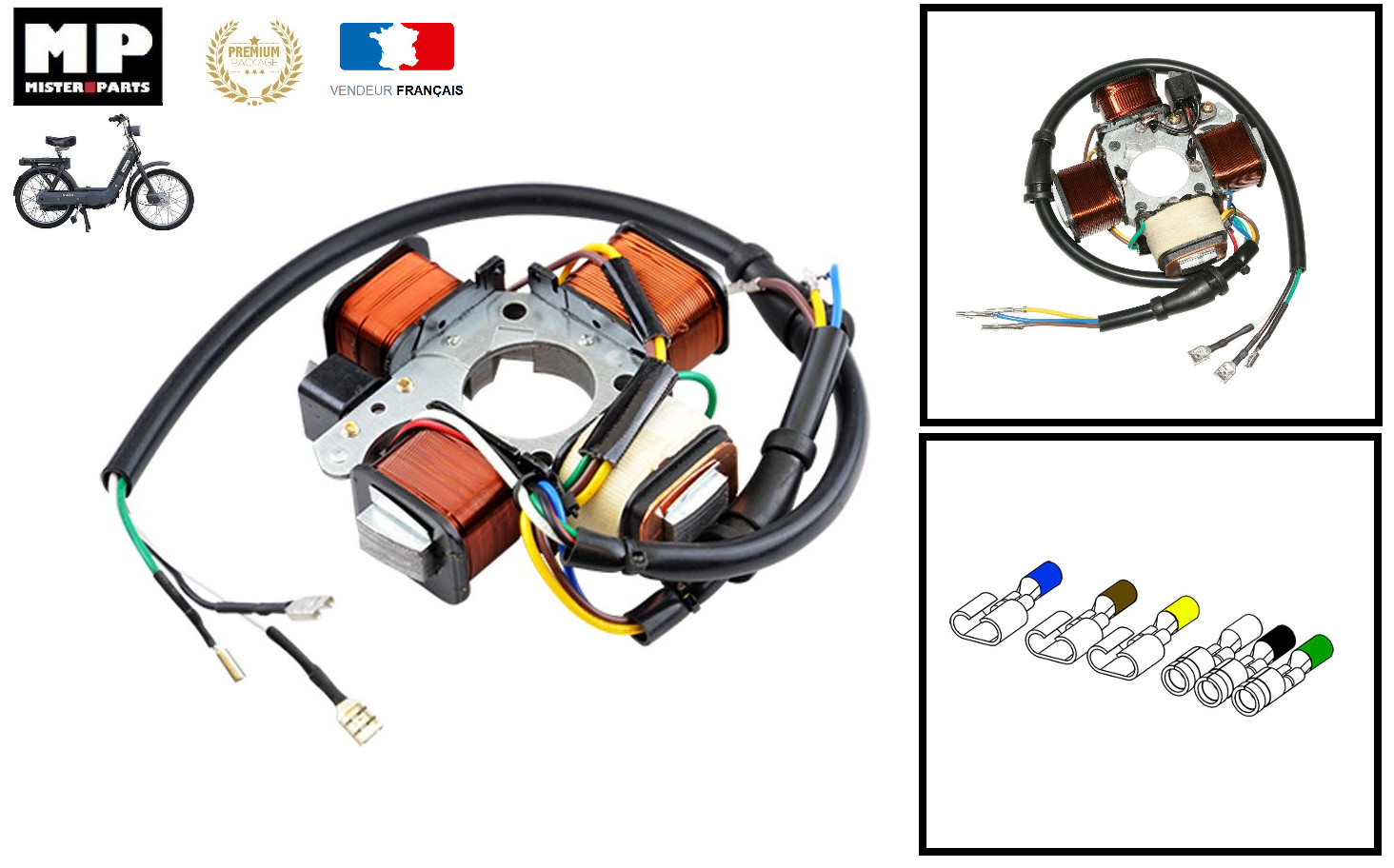 Stator d'allumage haute fidélité pour Piaggio Ciao 50 PX en alliage et câblage isolé