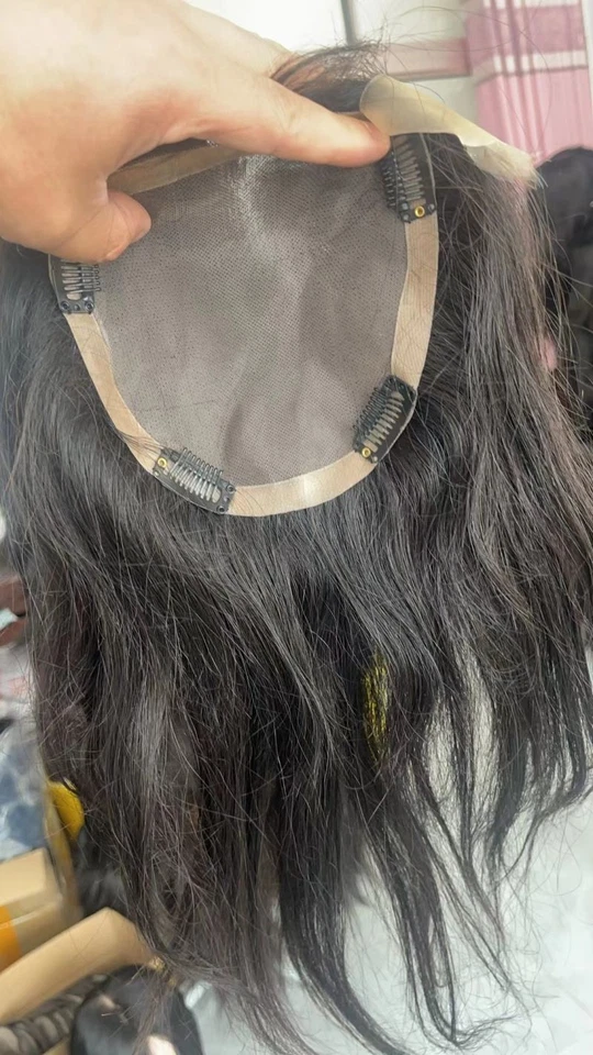 6英寸X6英寸单簧管帽100%处女人类头发细发上衣女式14 — 第 3/3 张图片