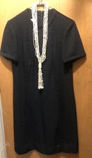 Sz12.5 Vintage MCM 1960s House Of Shroyers Black Short Sleeved Dress~MidCentury