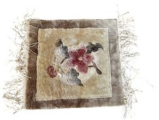 Tappeto Cinese in Seta 31 x 31 cm - Motivo Floreale, Annodato a Mano
