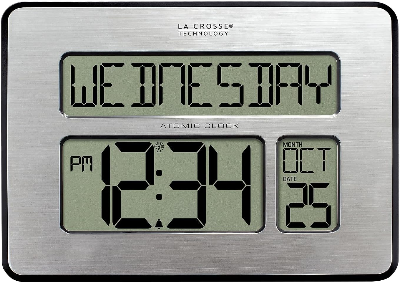Atomic Wall/Table Clock, Metal, 7.5-Inch H X 9.75-Inch W X 1-Inch D (513-1419) (