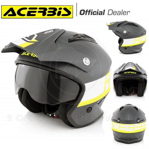 CASCO ACERBIS JET ARIA STREET URBAN NERO GIALLO FLUO MOTO TRIAL SCOOTER  QUAD | eBay