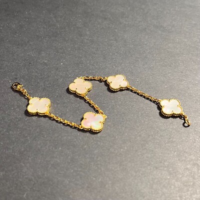 18K Gold Plated Mother of Pearl Lucky Bracelet 7.5''
