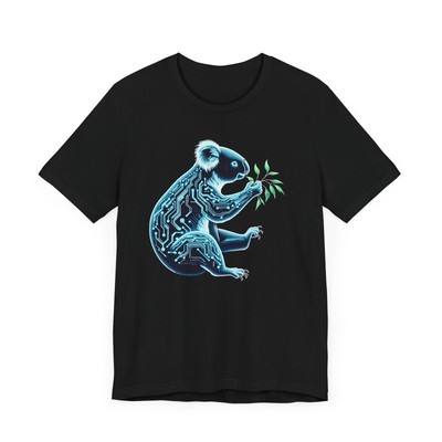 Techno-Nature Fusion: Binary Botany Koala Tee Cyber Koala