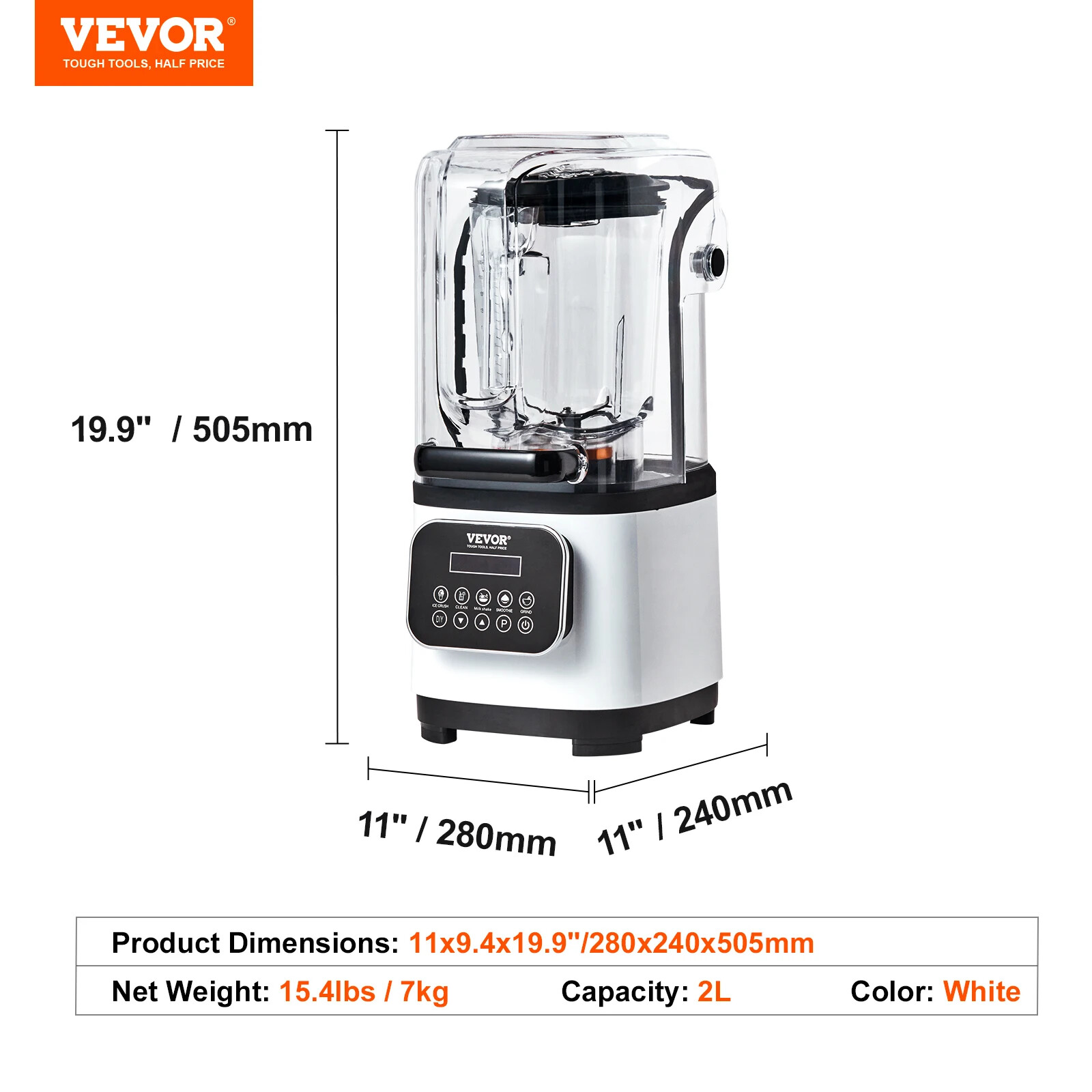 2L Smoothie Blender Commercial Grade Food Fruit Processor Mi