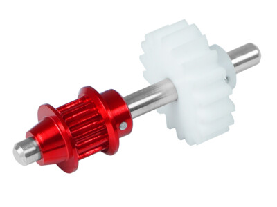 Microheli CNC Delrin Tail Drive Gear w/Pulley (RED) - BLADE 450X / 330X / 330S