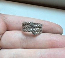DESIGNER SNAKE SERPENT COIL RIBBED STERLING SILVER BAND RING SIZE 6.5