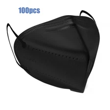 50/100Pcs Black KN95 Face Mask 5 Layer BFE 95% Disposable Respirator USA Seller
