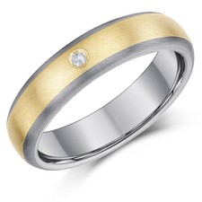 Titanium Wedding Ring & 9ct Gold Inlaid 0.02ct / 0.05ct Diamond 5mm Band