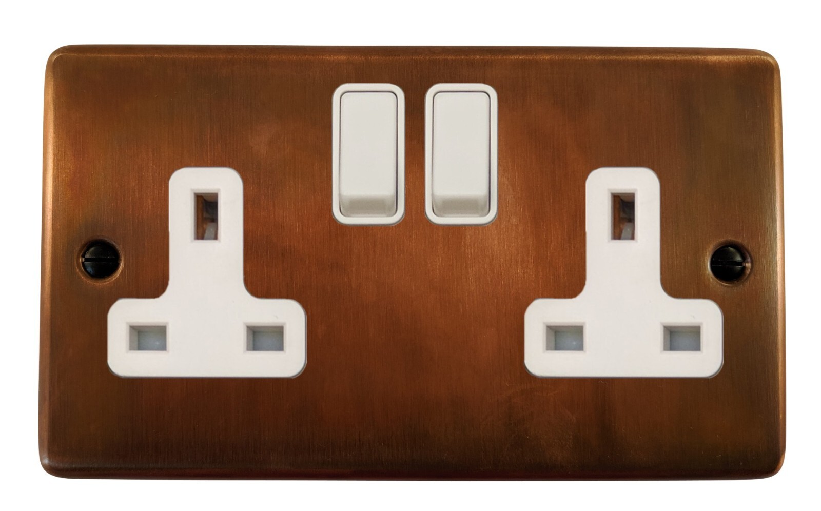 G&H CTC10W Tarnished Copper 2 Gang Double 13A Switched Plug Socket