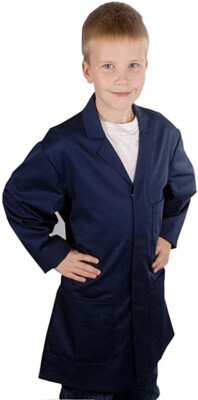 KINDER OVERALL LAGER LABOR MANTEL POLYCOTTON KINDER SCHULE DUNKELBLAU 13 JAHRE