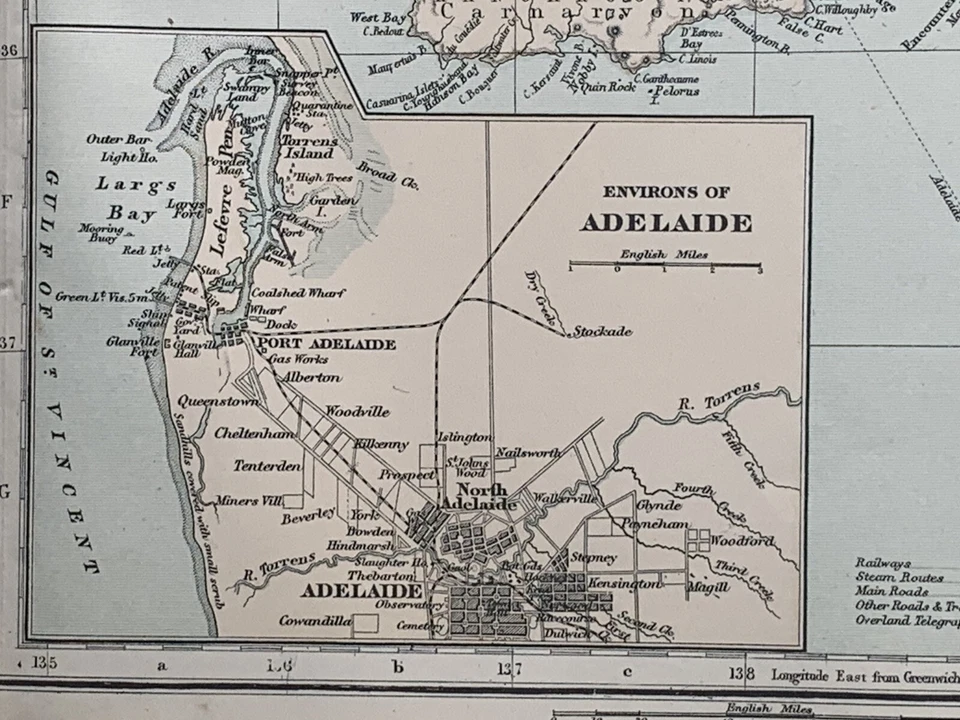 1891 South Australia Hand Coloured Original Antique Map by G.W. Bacon - Image 4 of 4