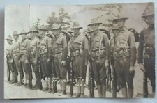 Co H 6th Training Regiment WW1 US Army Soldiers at Attention Postcard RPPC 9924