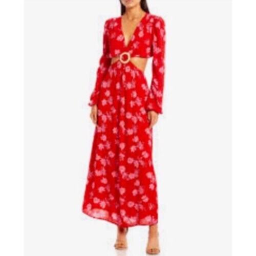 WAYF Large Linda Midriff Cutout Floral Maxi Dress Coastal Romantic High Luxury