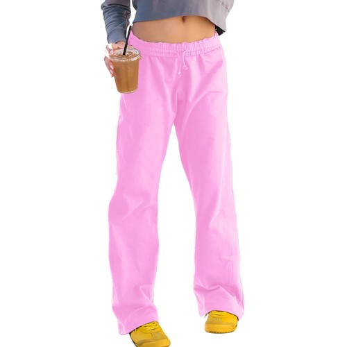 Womens Baggy Wide Leg Sweatpants Drawstring Low Waisted Jogger Soft Yoga Pants - Picture 32 of 37