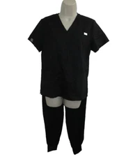 NiaaHinn Women's Black 10-Pocket Jogger Stretch Scrub Set XS New