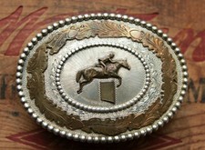 Vintage Diablo Sterling Silver Cowboy Rodeo Horseback Riding Western Belt Buckle