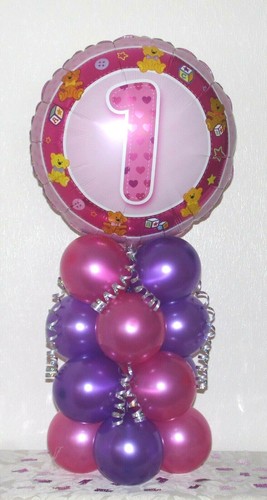 AGE 1 - ONE - 1ST BIRTHDAY BALLOON TABLE DECORATION DISPLAY - NO HELIUM NEEDED - Picture 3 of 3