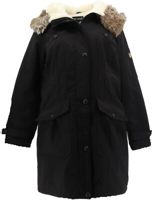 Centigrade Parka Coat with Faux Fur Details-Black-XL-NEW-A385701