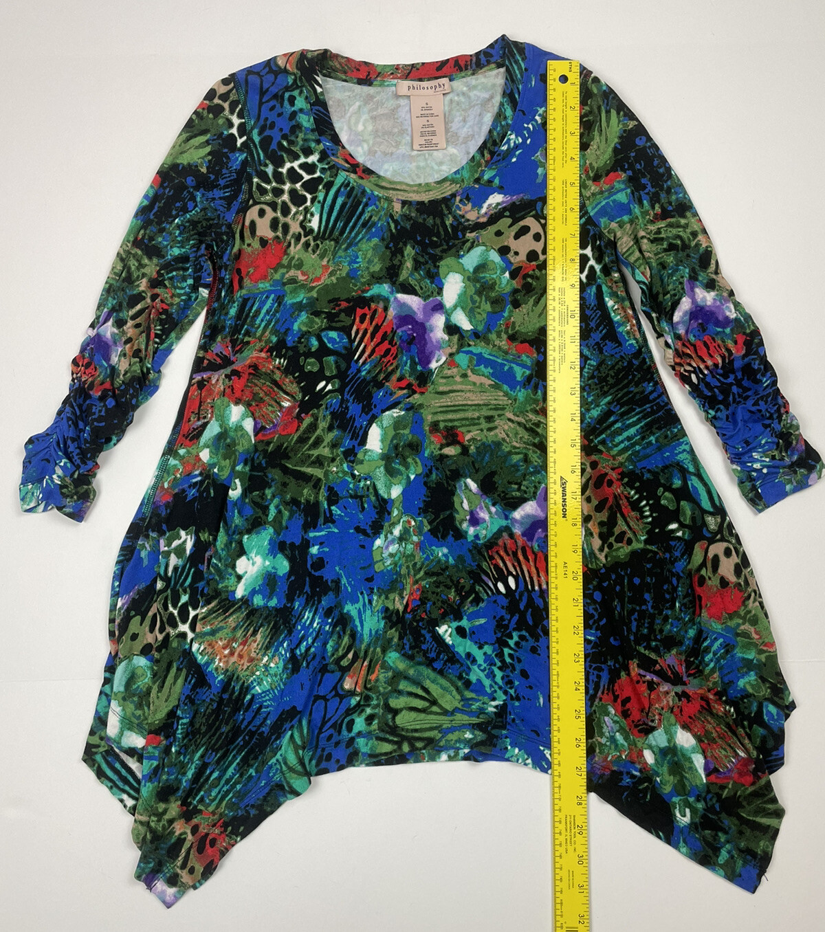 Philosophy Size Small tunic patterned Blouse Top - image 4