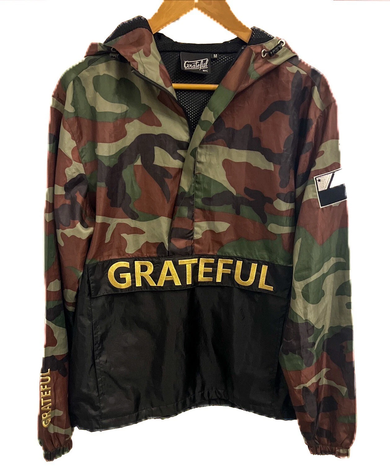 Rare Grateful Apparel Camo Windbreaker Hooded Pullover (Limited Edition) Size M