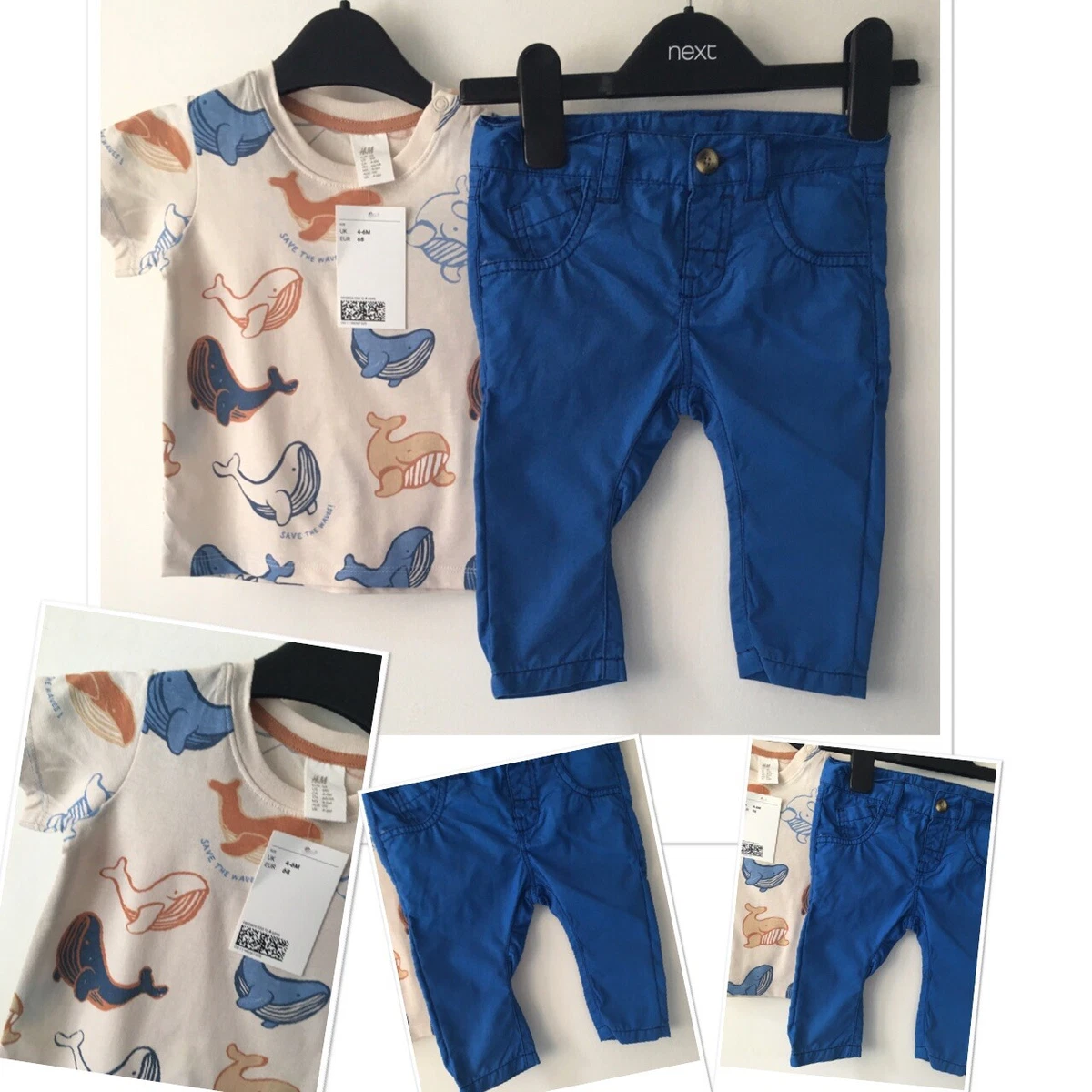New Nxt Baby Boys Chinos New tags H M Save Whales Summer Top 3 6