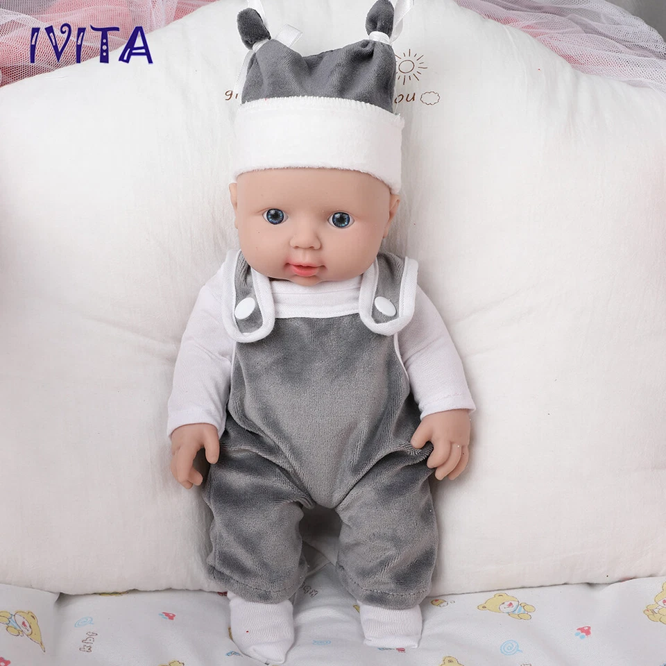IVITA 12'' Reborn Baby Blaue Augen Junge Lebensechte Ganzkörper Silikonpuppe - Bild 3 von 4