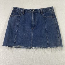 Abercrombie Fitch Vintage A-Line Denim Skirt Womens Size 32 Blue Raw Hem.
