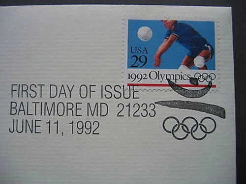 1992 Summer Olympics Volleyball Gold Golden Cover Replica FDC Stamp - Image 2 of 2
