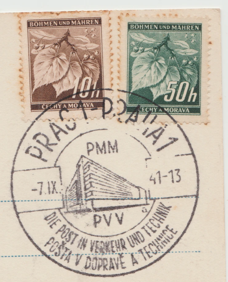 Czechoslovakia ,POST IN TRANSPORT AND TECHNIQUE, A CANCELLATION ON A PC PVV 1941 - Image 3 of 3
