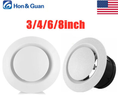Hon&Guan 4-8 Inch Adjustable Soffit Air Vent Grille Cover Round Ceiling Diffuser