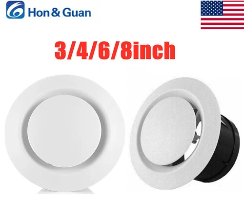 Hon&Guan 4-8 Inch Adjustable Soffit Air Vent Grille Cover Round Ceiling Diffuser