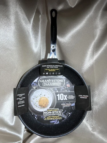 10” Granitestone Diamond Round Nonstick Fry Pan /Cool Touch Handle Free Shipping