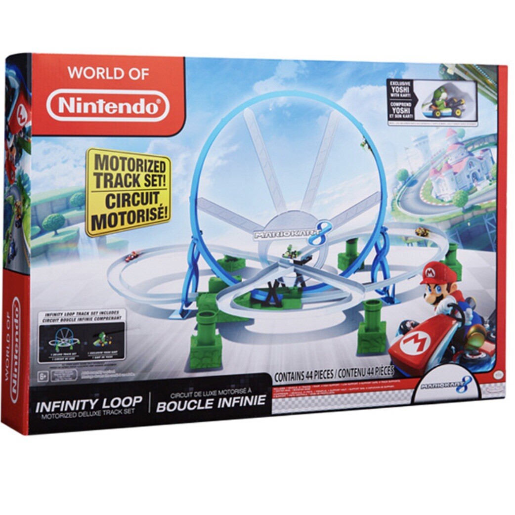 Circuit de voitures à looping motorisé Mario Kart avec propulseur à haute vitesse