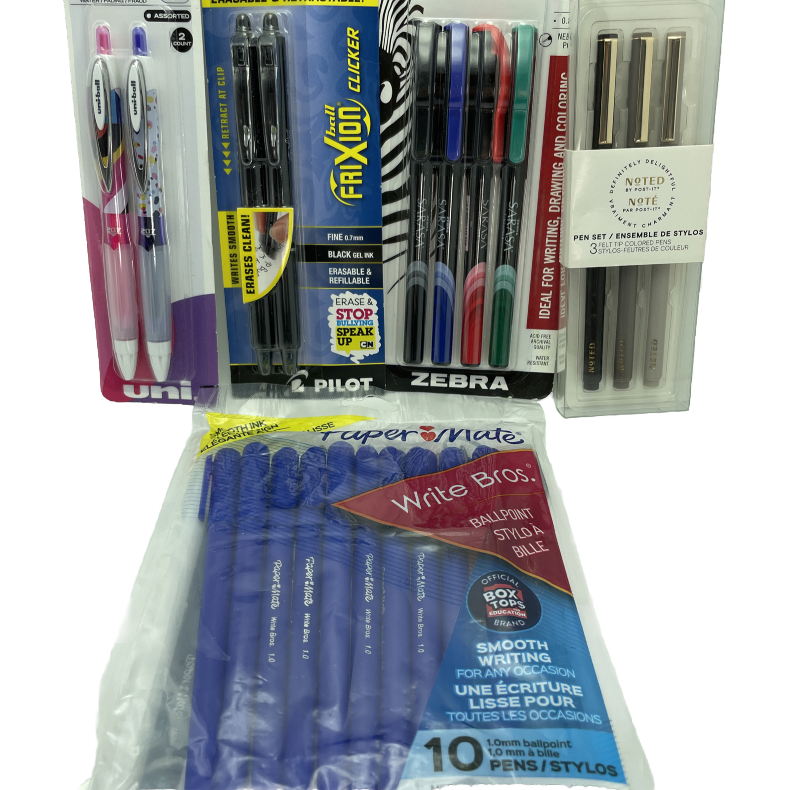 Pens & Markers Lot of 5 Sets Total 21 Pc Blue Black Pink Purple Pens & Asst Mark-image