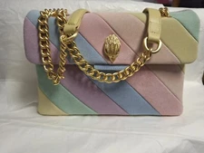 Kurt Geiger Suede Rainbow Striped Kensington Large Crossbody Bag New