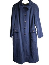 Mackintosh Authentic Long Peacoat 100% Wool Made in USA Size L- Navy Blue