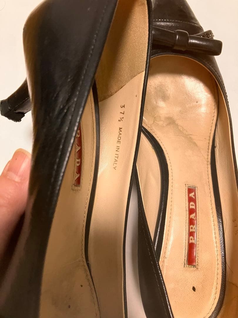 PRADA Women's Pumps High Heels Size:37.5/JP:Leather From Japan 135167K Authentic thumbnail 2