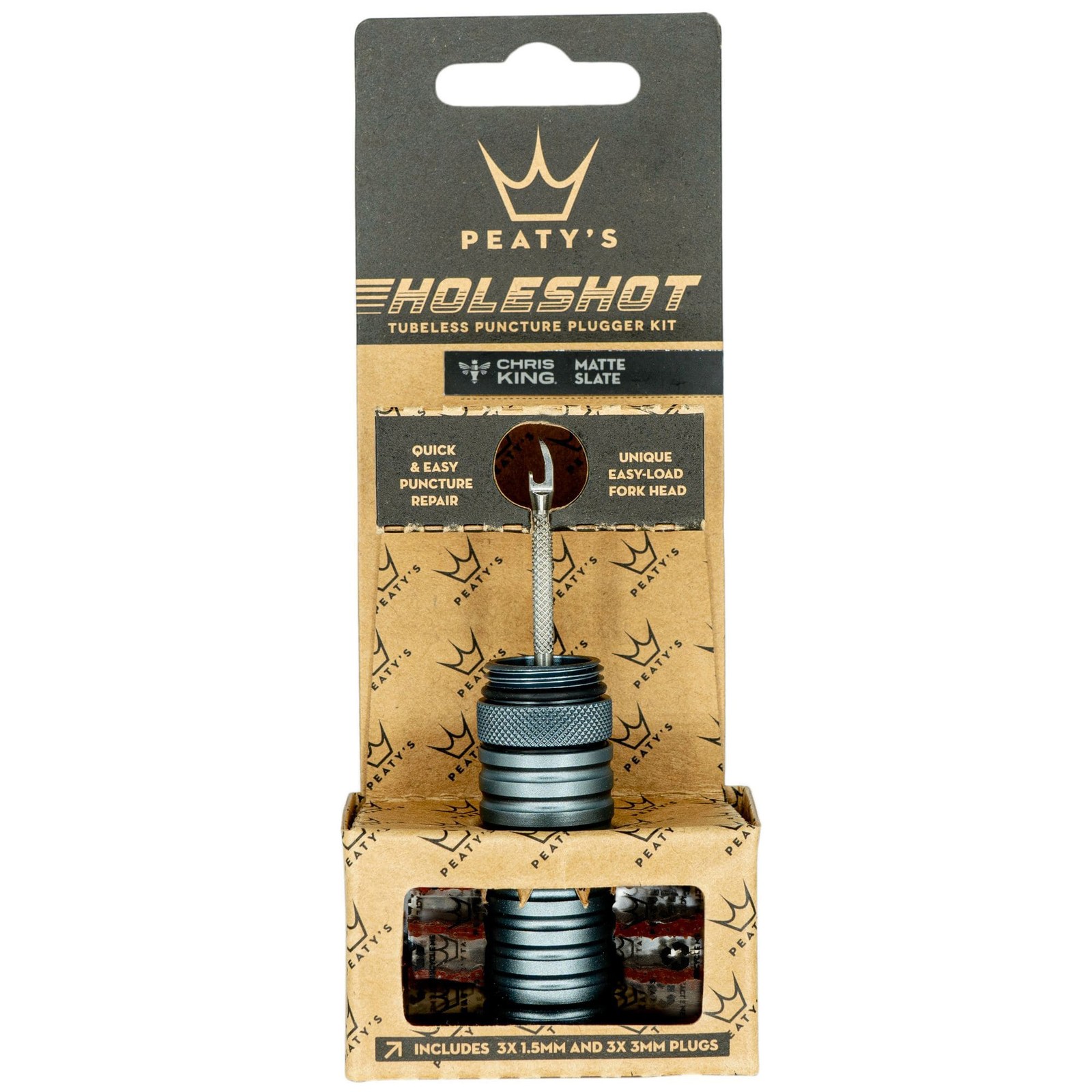 Peaty's Holeshot Tubeless Tyre Puncture Plugger Kit - Slate (1.5mm/3mm Plugs)