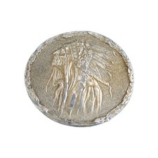Vintage 1977 Bergamot Brass Works Belt Buckle   Native American Chief Design