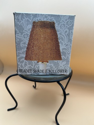 Perlen Mini Lampe/Kerzenschirme, Gold, Schirm & Gestell, 2er Set