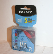  5 Sony MD 74 Recordable Colored Mini Discs 74 Minute  NEW SEALED A