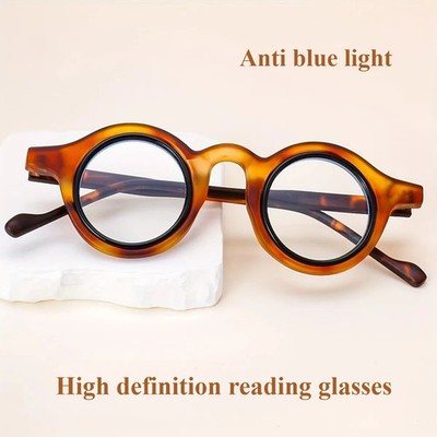 Lady Anti Blue Light Reading Glasses High-definition Thick Retro Circular Frame