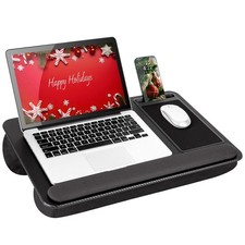 Home Office Pro Lap Desk with Wrist Rest, Mouse Pad, and Holder - Black Carbo...
