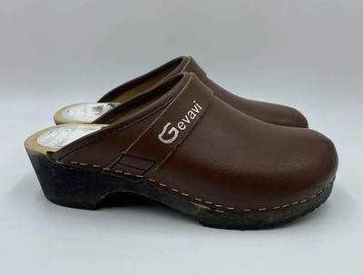 Gevavi Dallas Clogs Damen Gr. 37 Leder Holz-/Gummilaufsohle Garten Freizeit Top